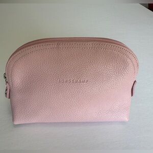 Longchamp Le Foulonne Pebble Leather Pouch in Soft Pink